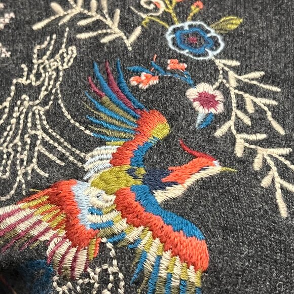 Johnny Was Dreamer 1/4 Zip Cashmere Sweater, Bird Embroidery XS - Picture 6 of 10